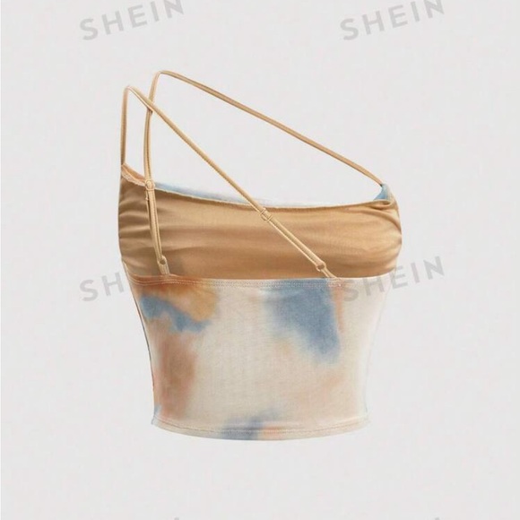 MOD Tie Dye Ruched One Shoulder Crop Top- M - Picture 2 of 4